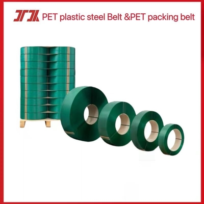 Cintura de aço de plástico PET, resistência à tração Cintura de embalagem de PET, resistência aos raios UV, ligação automática, resistência à tração