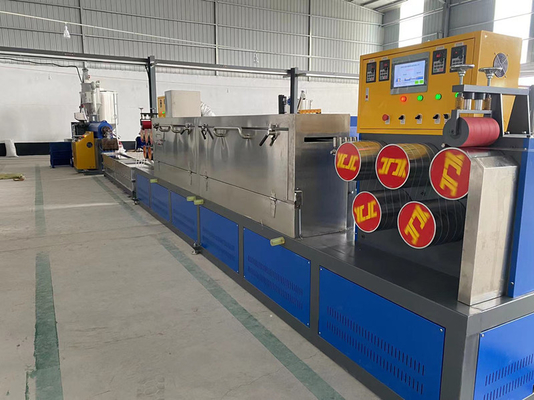Equipamento de correia de embalagem de PP, linha de produção de correia de PP com velocidade ajustável, largura: 5-19mm, 100-500KG/H