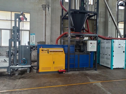 Linha de extrusão de tiras de PET com motor principal Siemens de 37 kW e torre de pré-secagem de 5000L
