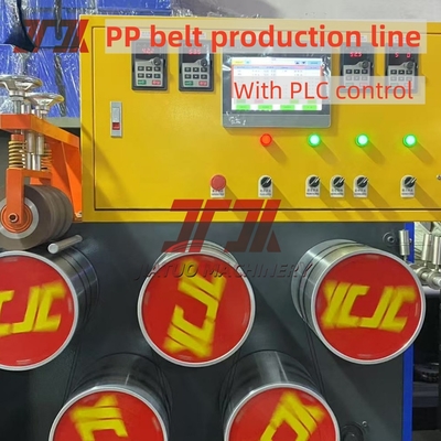 0.3mm Largura Tolerância PP extrusora de cinta de embalagem Linha de produção com enrolador semi-automático e PLC