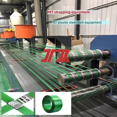 Linha de produção de cintos de aço de plástico PET controlada por PLC Equipamento de extrusão de PET Equipamento de fixação de PET com cinto verde de PET