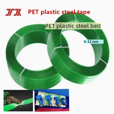 Cinta de Embalagem de Plástico PET Verde de Poliéster Personalizada de 9-32mm Superfície Tecida em Relevo