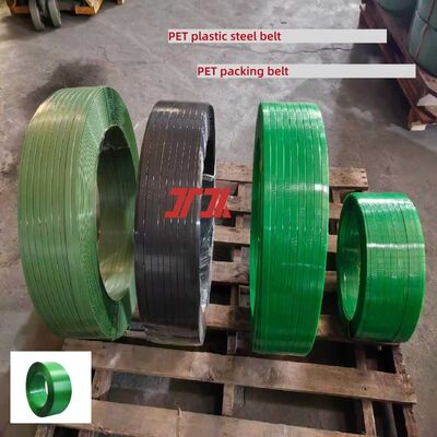 Fita de aço plástico PET de 19mm Verde, cinta de cintagem PET com acabamento em relevo