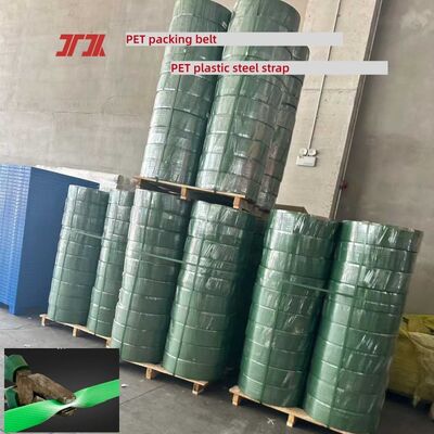 Fita de aço plástico PET de 19mm Verde, cinta de cintagem PET com acabamento em relevo