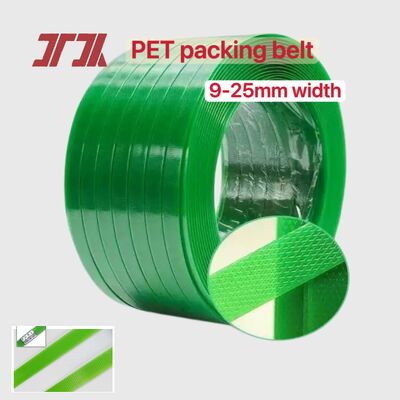 Embalagem de aço PET plástico 9-25mm Faixa de correia verde PET para correia automática