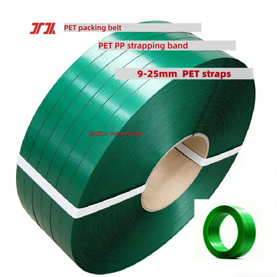 Cinta PET verde Cinta automática de embalagem PET de 9 mm para ferramentas de cintagem automática