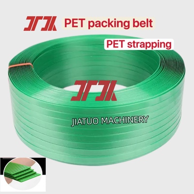 Embalagem de aço plástico PET 16mm cinto de amarração PET verde para amarração automática