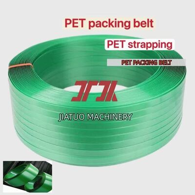 Embalagem de aço plástico PET 16mm cinto de amarração PET verde para amarração automática