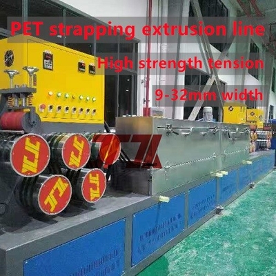 160m/min Velocidade de execução Máquina de extrusão de PET Strap Band Usar material 100% reciclado Com sistema de controle PLC
