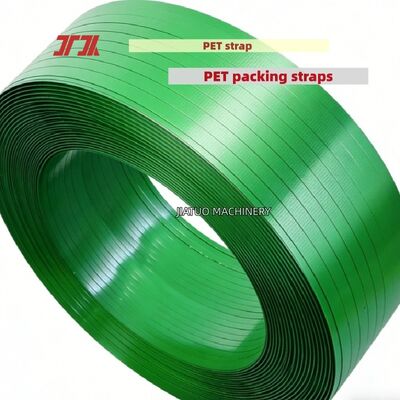 Cinturão automático de correia de PET verde, cinto de embalagem de PET de 9 a 25 mm com flocos de garrafa 100% PET